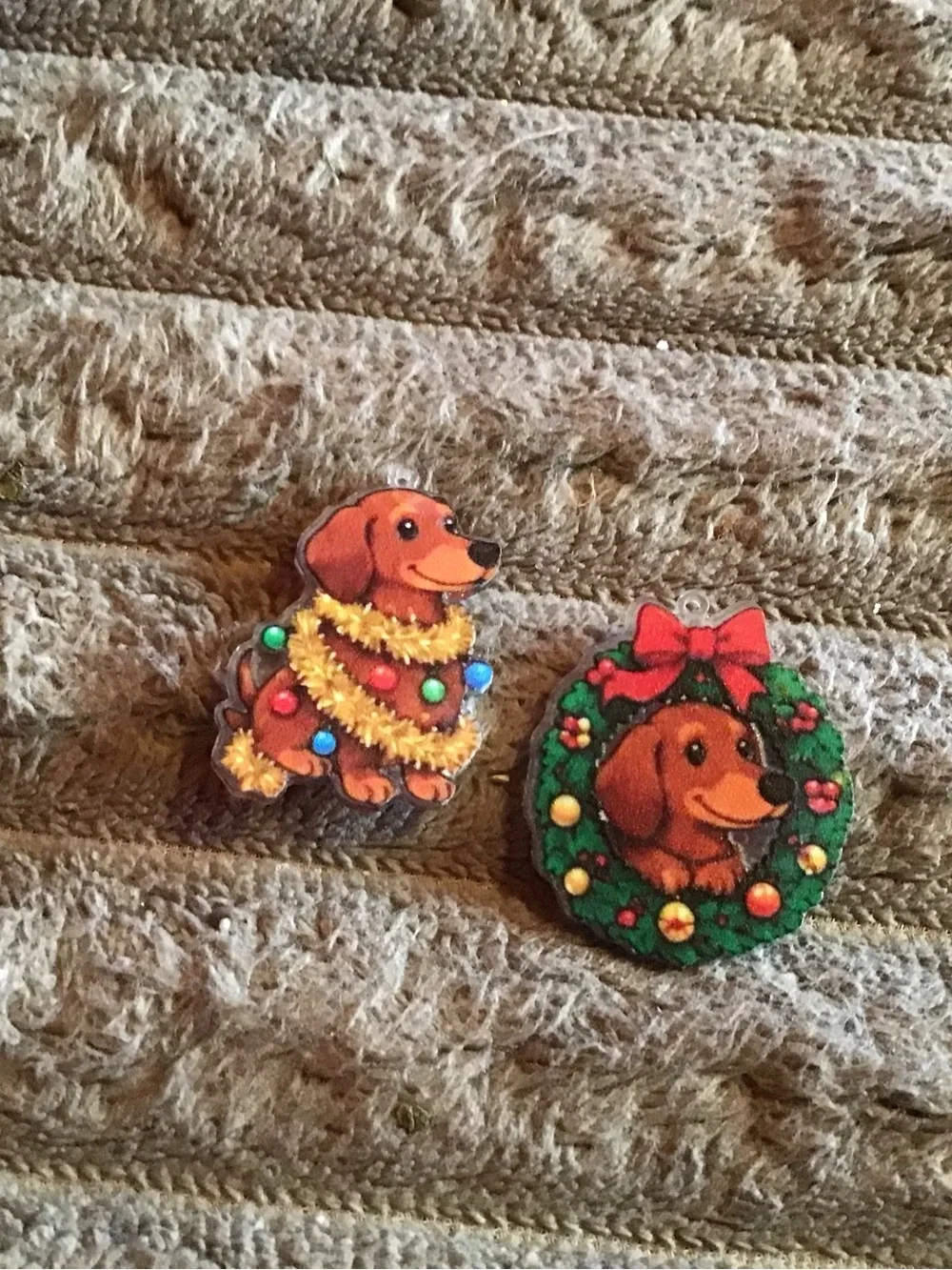Holiday Dachshund mini magnet set - Brown Christmas Pet Decorations